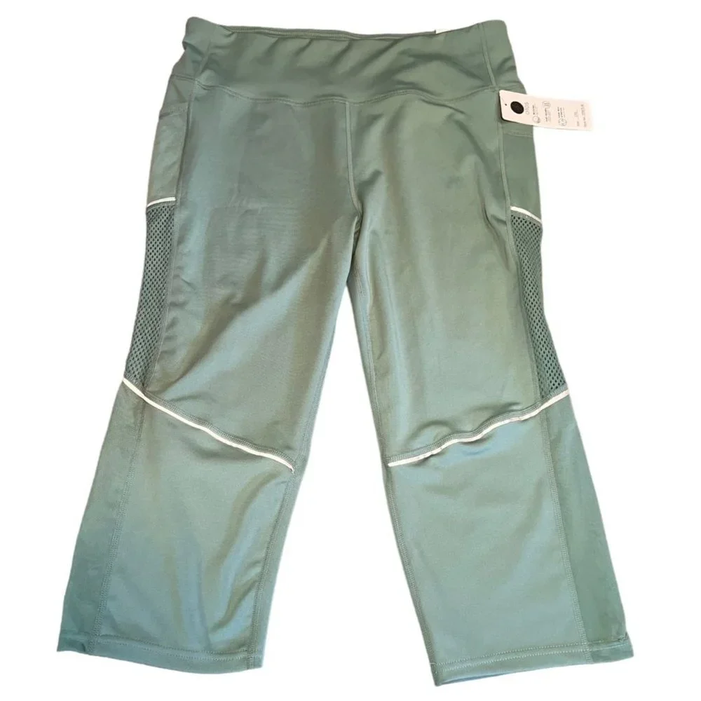 Otos Pants Womens 2XL Green Activewear Capri Athletic - Picture 1 of 6